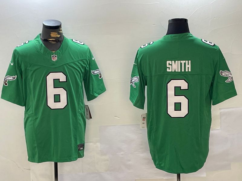 Men Philadelphia Eagles #6 Smith Green Throwback 2024 Nike Vapor Limited NFL Jersey style 1